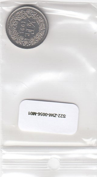 S22-ZWI-0056-M04 Switzerland 1/2 Franc VF/XF 1991 KM23a B