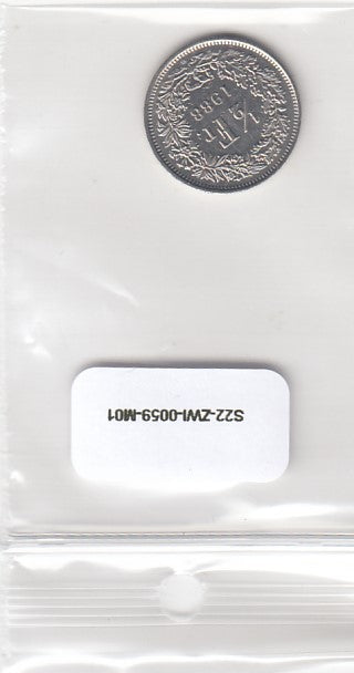 S22-ZWI-0059-M01 Switzerland 1/2 Franc VF/XF 1988 KM23a B