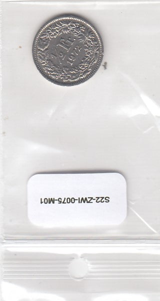 S22-ZWI-0075-M01 Switzerland 1/2 Franc VF 1972 KM23a