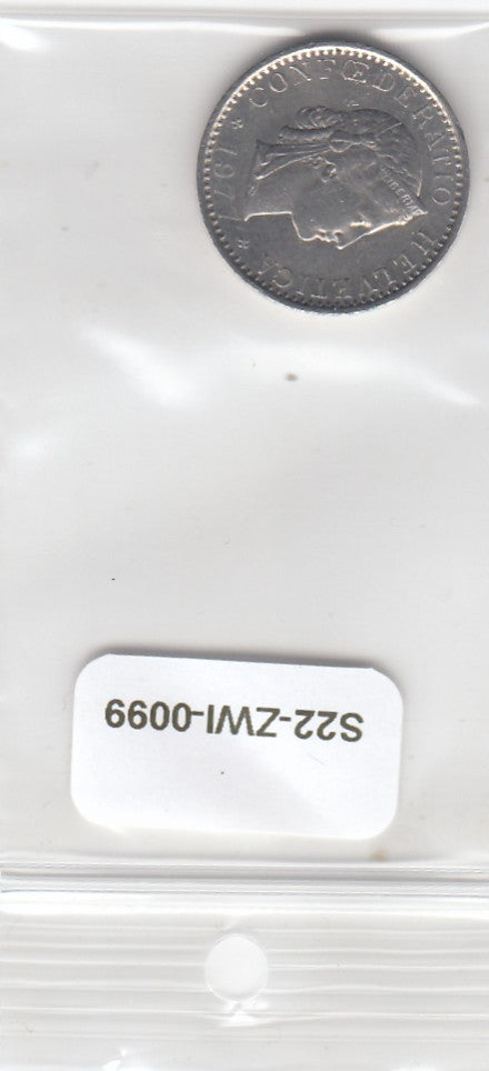 S22-ZWI-0099-M02 Switzerland 20 Rappen VF 1977 KM29a
