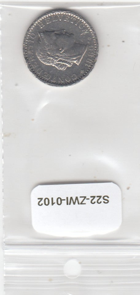 S22-ZWI-0102-M02 Switzerland 20 Rappen VF 1980 KM29a