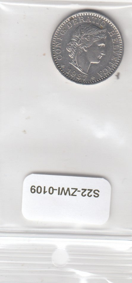 S22-ZWI-0109-M02 Switzerland 20 Rappen XF 1987 KM29a B