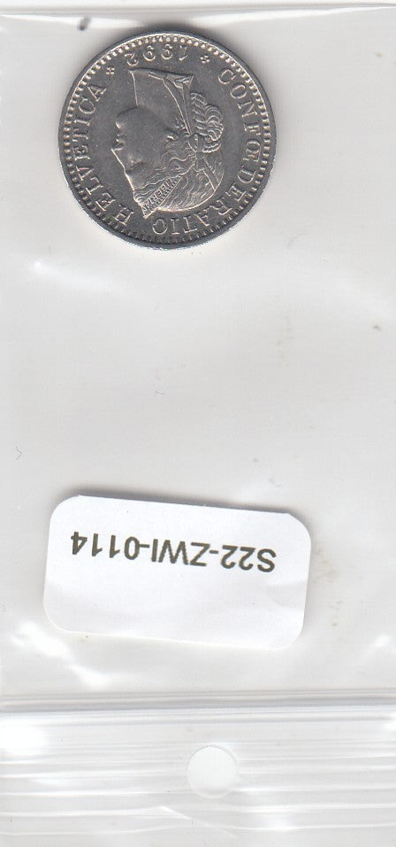 S22-ZWI-0114-M02 Switzerland 20 Rappen XF 1992 KM29a B