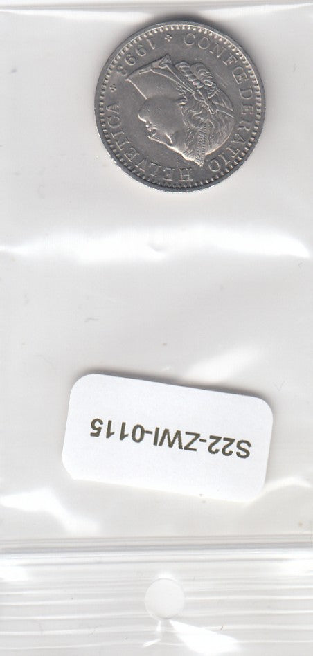 S22-ZWI-0115-M02 Switzerland 20 Rappen XF 1993 KM29a B