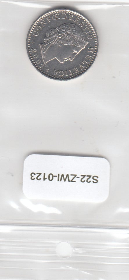 S22-ZWI-0123-M02 Switzerland 20 Rappen AU 2001 KM29a B