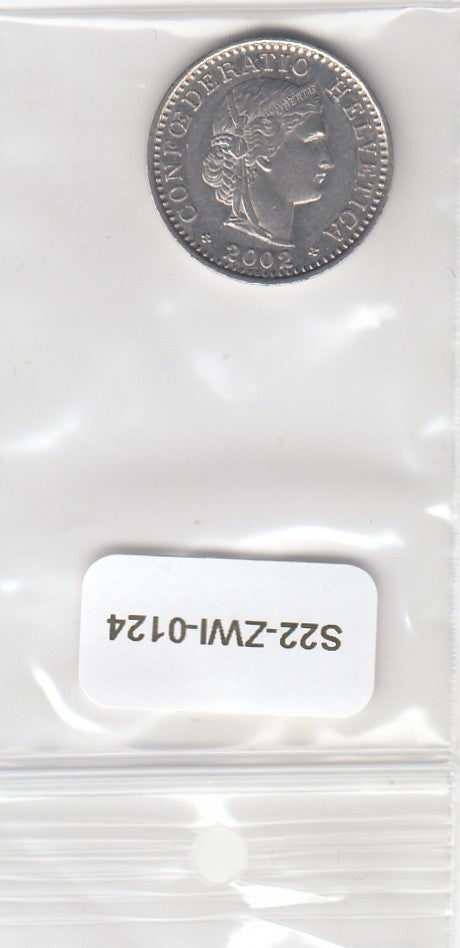 S22-ZWI-0124-M02 Switzerland 20 Rappen AU 2002 KM29a B