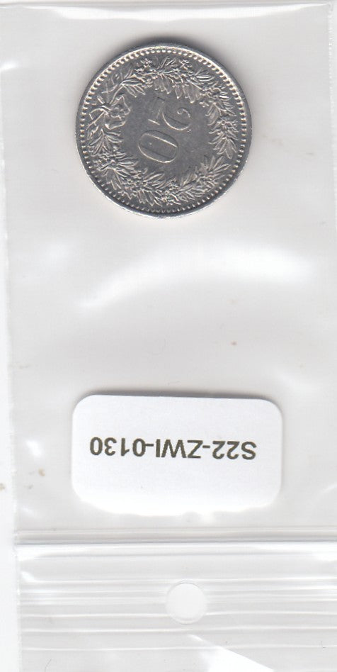 S22-ZWI-0130-M02 Switzerland 20 Rappen AU 2008 KM29a B