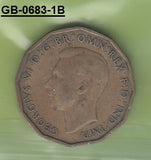 S3-GBR-0683-01 Verenigd Koninkrijk 3 pence 1945  VF KM 849