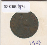S3-GBR-1774 Verenigd Koninkrijk ½ penny 1927  VF KM# 824