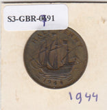 S3-GBR-1791 Verenigd Koninkrijk ½ penny 1944  VF/XF KM# 844