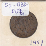 S3-GBR-1804 Verenigd Koninkrijk ½ penny 1957  XF KM# 896