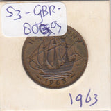 S3-GBR-1809 Verenigd Koninkrijk ½ penny 1963  VF/XF KM# 896