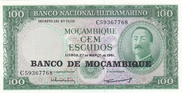 S6-BAN-0026 Mozambique 100 escudos 1961   UNC P109