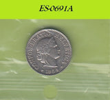 S6-HES-0691 ZWITSERLAND 5 RAPPEN 1954  VF KM26