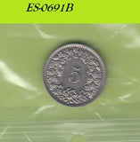 S6-HES-0691 ZWITSERLAND 5 RAPPEN 1954  VF KM26