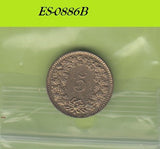 S6-HES-0886 ZWITSERLAND 5 RAPPEN 1986  XF/UNC KM26c