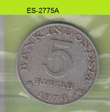 S6-HES-2775 INDONESIA 5 RUPIAH 1974  FI KM37