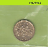 S6-HES-3282 SINGAPORE 5 CENTS 1989  VF