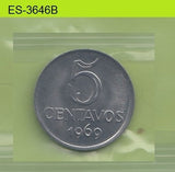 S6-HES-3646 BRAZIL 5 CENTAVOS 1969  XF