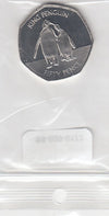 S9-B29-0172 Falkland Islands 50 Pence UNC 2021 KM195.1 AA King Penguin